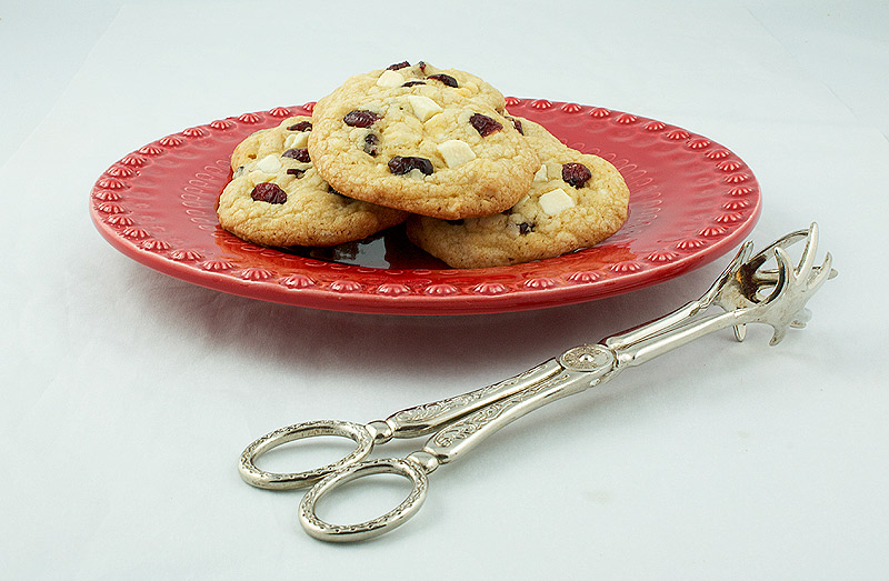 white chocolate chip cookie, white chocolate cranberry, recipes with white chocolate A photo of a plate of White Chocolate, Cranberry and Hazelnut Cookies.