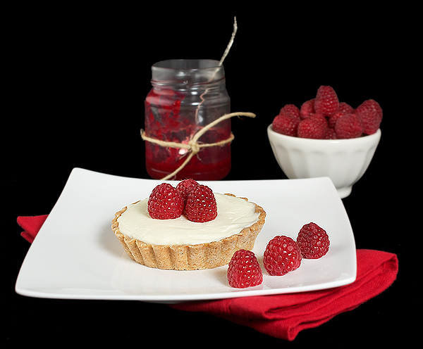 chocolate ganache filling, chocolate dessert recipes, white chocolate filling A photo of White Chocolate Tarts with Raspberry Jam mise en place.