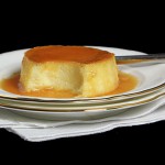Grace's Sweet Life French Dessert A photo of a French Dessert, Crème Caramel on a white dessert dish.