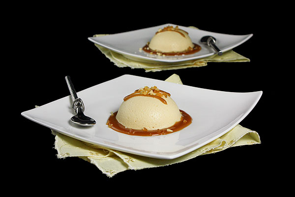 Grace's Sweet Life Semifreddo A photo of an Italian Parfait, Salted Caramel Semifreddo topped with a drizzling of salted caramel sauce and a sprinkling of praline.