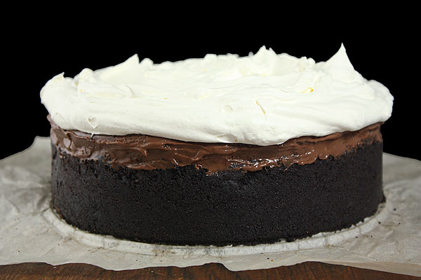 Mississippi Mud A close up photo of a Mississippi Mud Pie on a sheet of parchment paper.