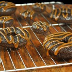 Dark Chocolate Cake Donuts with Salted Caramel Glaze