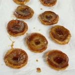 A close up photo looking down on Mini Apple Tarte Tatins.