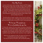Dear Blog Friends letter for National Blogging Day of Remembrance.